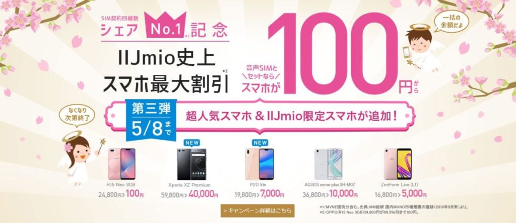 IIJmioの１００円キャンペーン