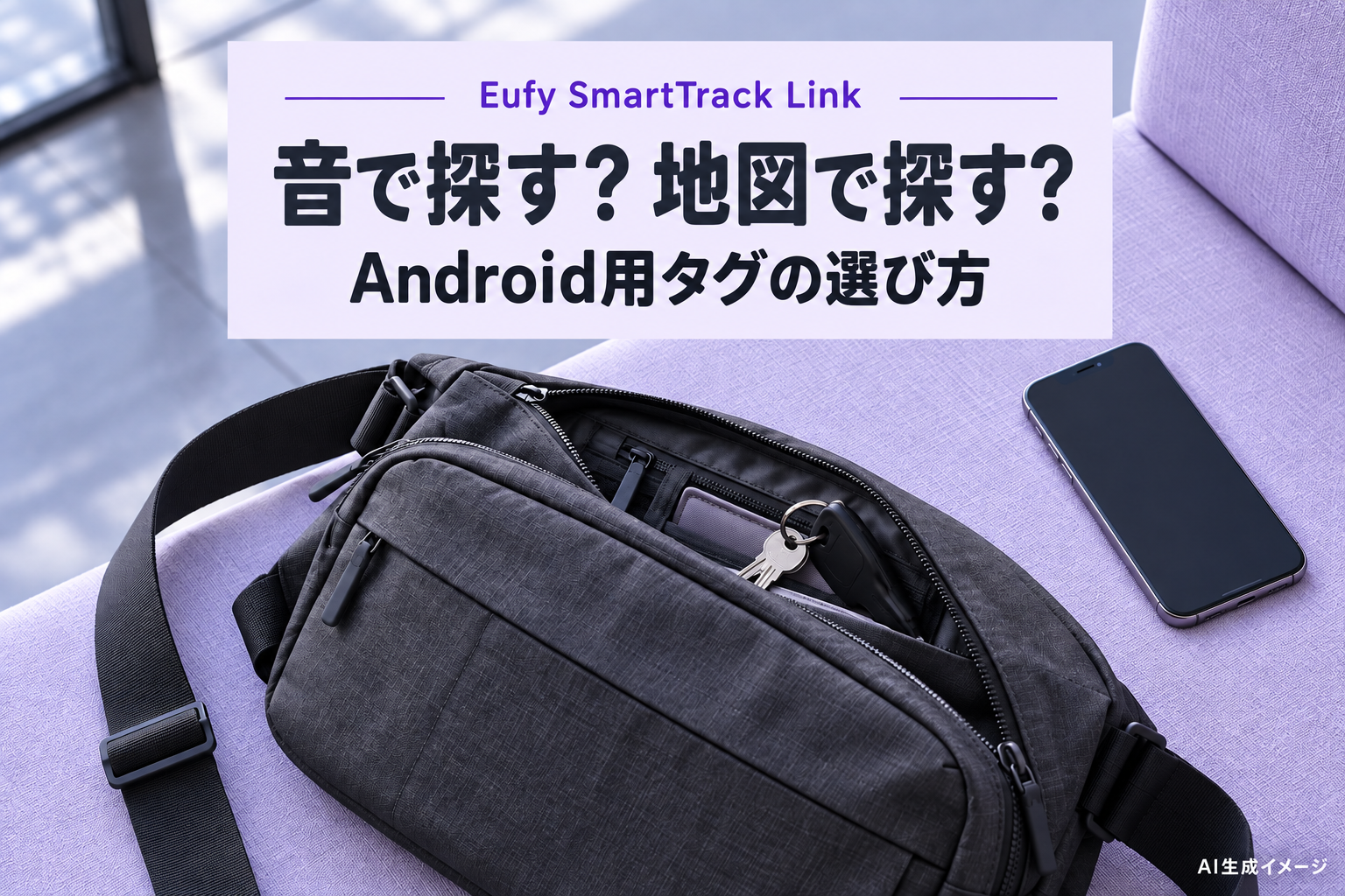 バッグと鍵の持ち物管理を表すAI生成イメージ。紹介製品の実物写真・検出結果ではありません