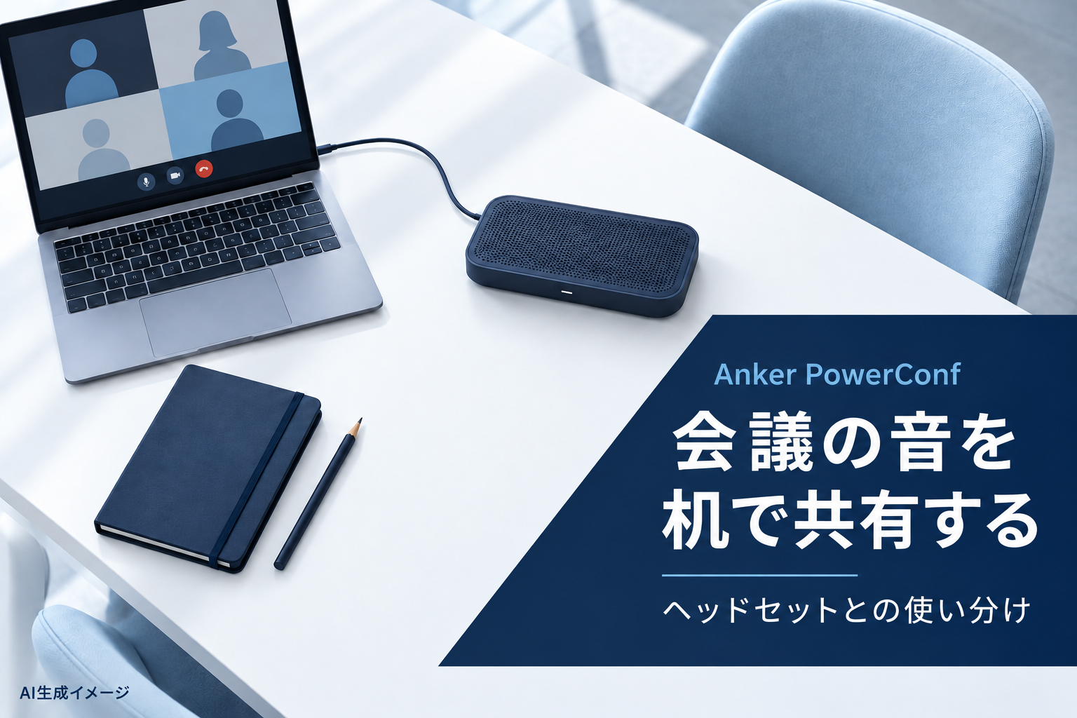 会議机の音声機器を表すAI生成イメージ。紹介製品の実物写真ではありません